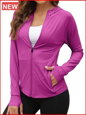 UPF 50+ Sun Protection Hoodie Jacket Polyester Blend Hiking Running